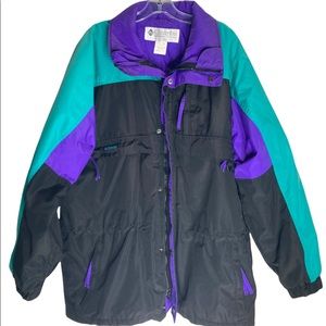 Men’s Vntg Columbia Windbreaker Jacket Sz L Color Block